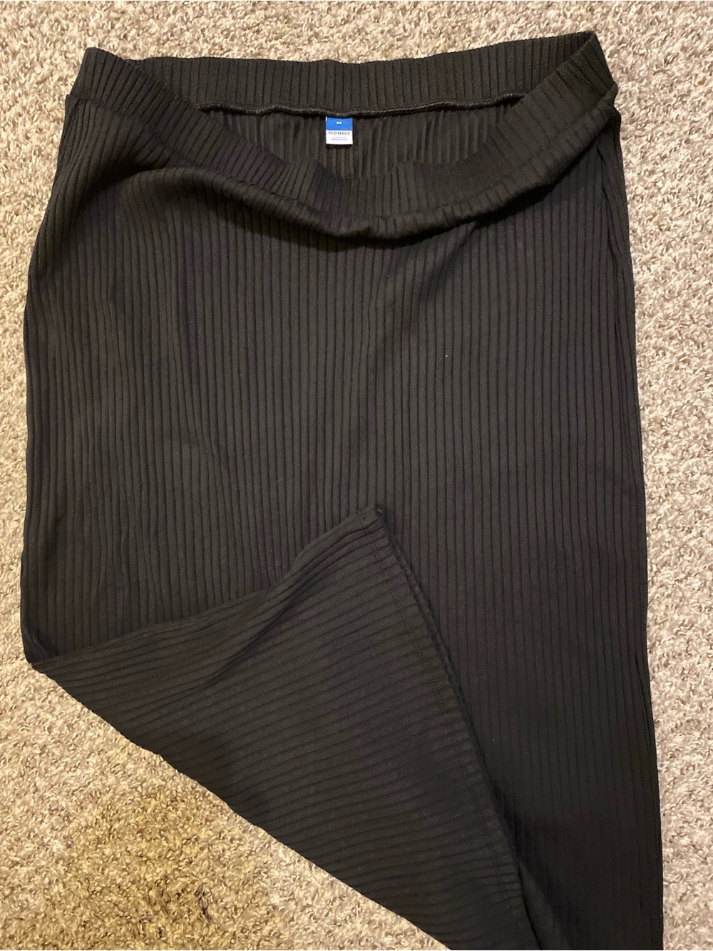 Old Navy Black Ribbed Stretch Midi Skirt